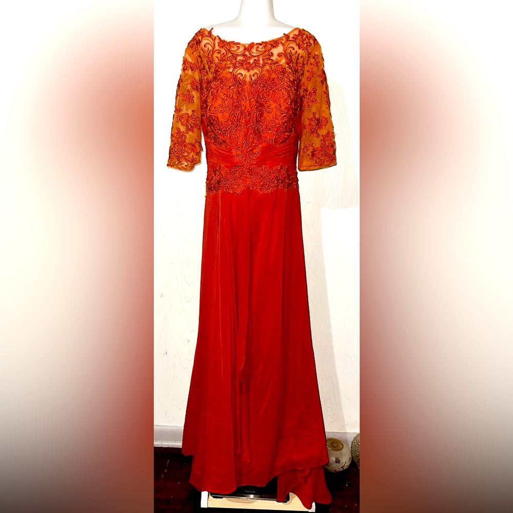 Handmade Burnt Orange Mother of The Bride Dress Size 18W